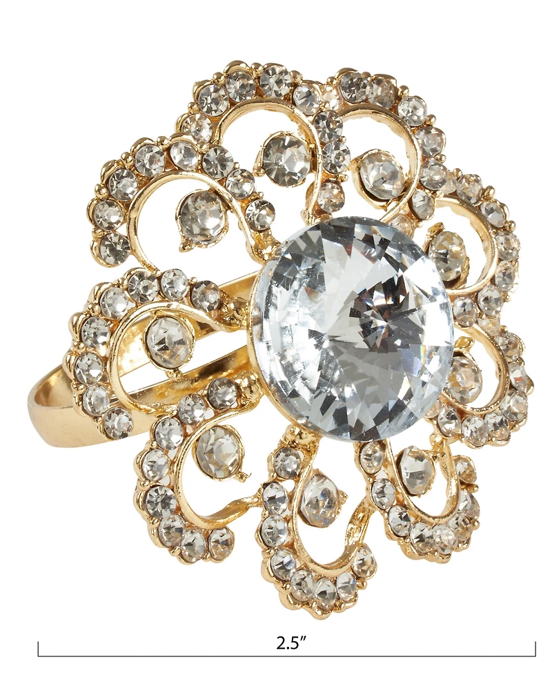 Saro Lifestyle Napkin Ring with Large Jewels Design, Set of 4
