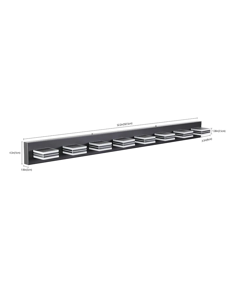 Busdays 52 Inch Modern 8 Light Led Vanity Light Sleek Bathroom Wall Fixture Iron and Acrylic Dimmable for Bathroom Mirror Lighting