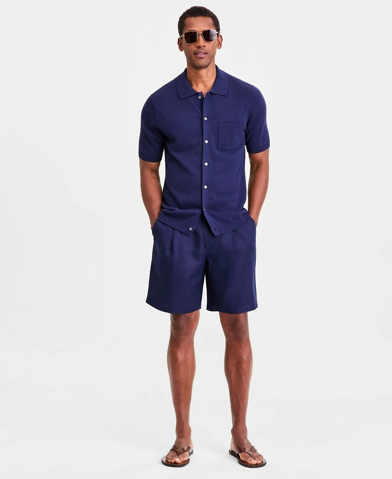 Club Room Men's Short-Sleeve Linen and Cotton Button Sweater Polo Shirt, Macy's Exclusive