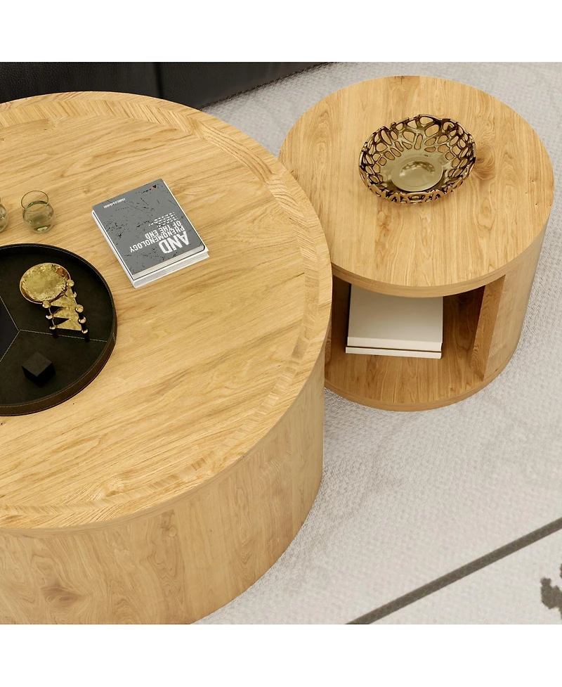Streamdale Furniture 2-Piece Nesting Coffee Table Set, Modern Wood Top