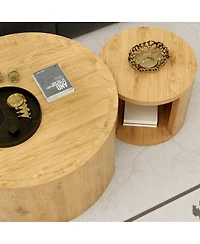 Streamdale Furniture 2-Piece Nesting Coffee Table Set, Modern Wood Top