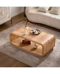 Streamdale Furniture Curved Light Wood Coffee Table with Open Storage