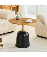 Streamdale Furniture Modern Wood Grain Metal Side Table/Coffee Table