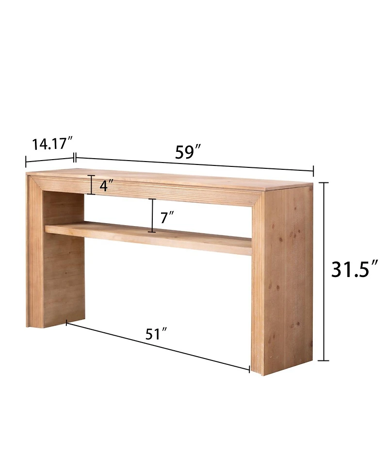 Streamdale Furniture Rustic Solid Wood Console Table with Storage Shelf