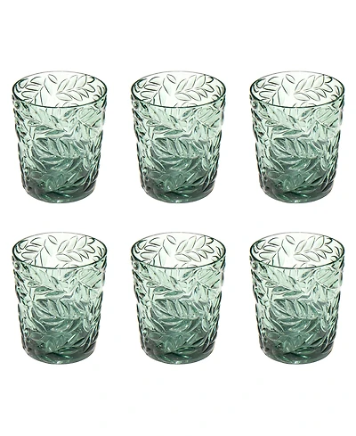 Abode Homewares Embossed Leaf Acrylic Drinking Glasses, Set of 6
