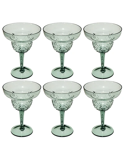 Abode Homewares Embossed Leaf Acrylic Margarita Glasses, Set of 6
