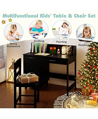 Slickblue Kids Wooden Study Desk and Chair Set for Learning Writing