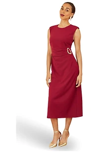 Yumi Women's Buckle Detail Ruched Dress