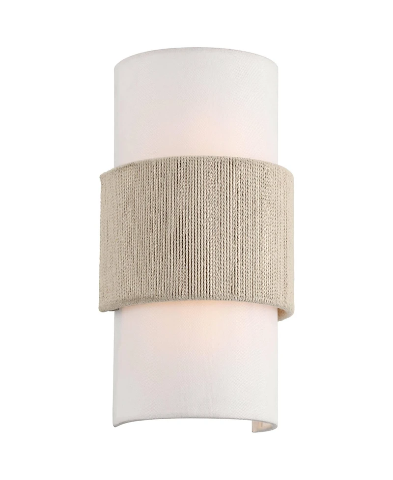 360 Lighting Cabo 14 1/2" Linen and Rope 2-Light Wall Sconce