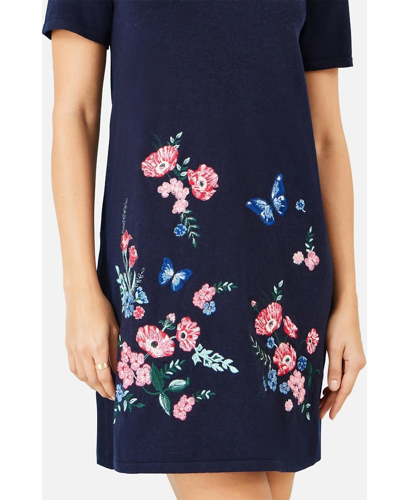 Yumi Women's Embroidered Knitted Floral Tunic