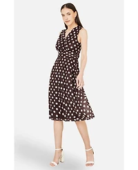 Yumi Women's Polka Dot Mesh Wrap Skater Dress
