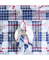 Design Imports Liberty Plaid Fringed Napkins, Set of 4
