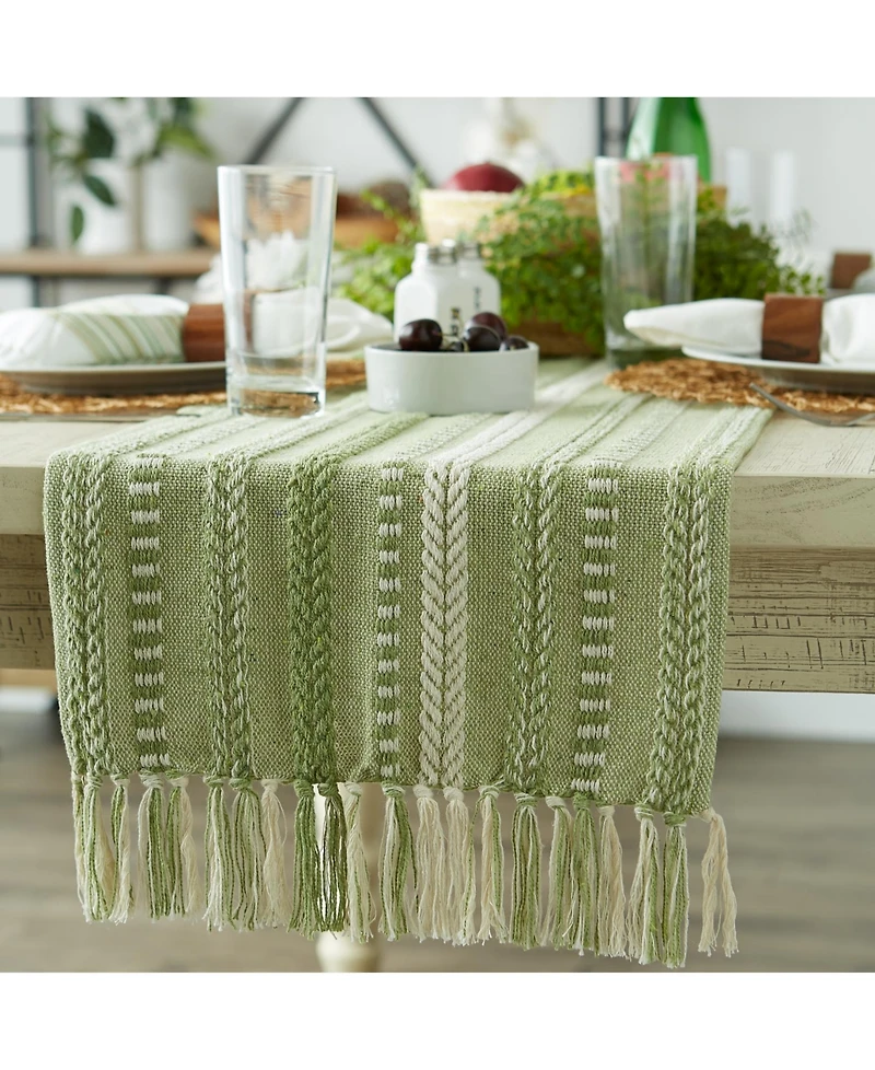 Design Imports Braided Stripe Textured Table Runner