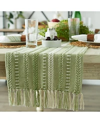 Design Imports Braided Stripe Textured Table Runner