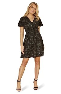 Yumi Women's Skater Dress With Mini Star Foil Print