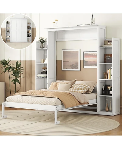 Streamdale Furniture Murphy Bed w/ Shelves and Led Lights
