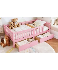 Streamdale Furniture Platform Bed with Storage and Guardrails