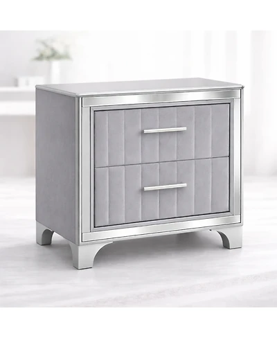 Streamdale Furniture Acrylic Nightstand 2 Drawers and Silver Legs