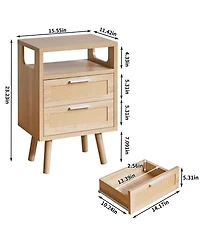 Streamdale Furniture 2-Drawer Modern Bedside Table with Handles