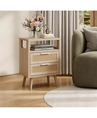 Streamdale Furniture 2-Drawer Modern Bedside Table with Handles