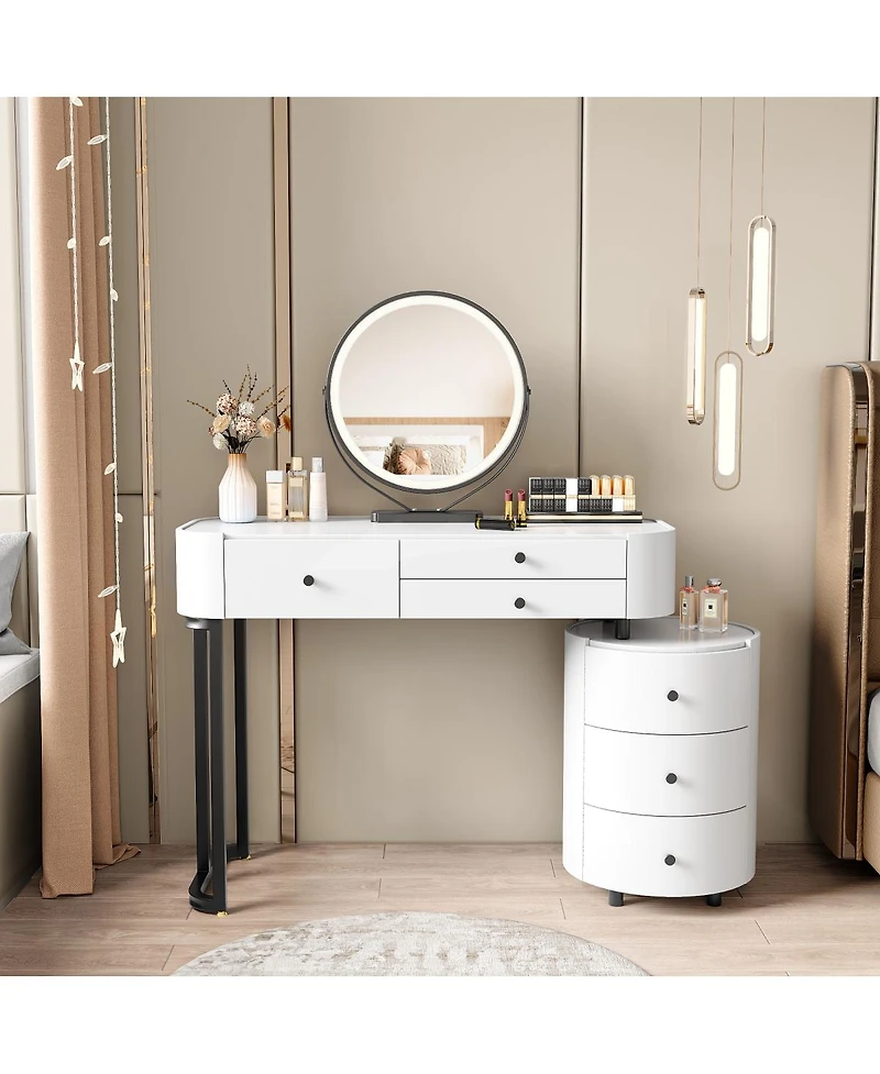 Streamdale Furniture Minimalist Dressing Table with Detachable Mirror and Side Cabinet