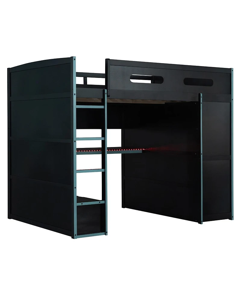 Streamdale Furniture Wood Loft Bed w/Desk, Wardrobe, Storage