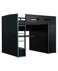 Streamdale Furniture Wood Loft Bed w/Desk, Wardrobe, Storage