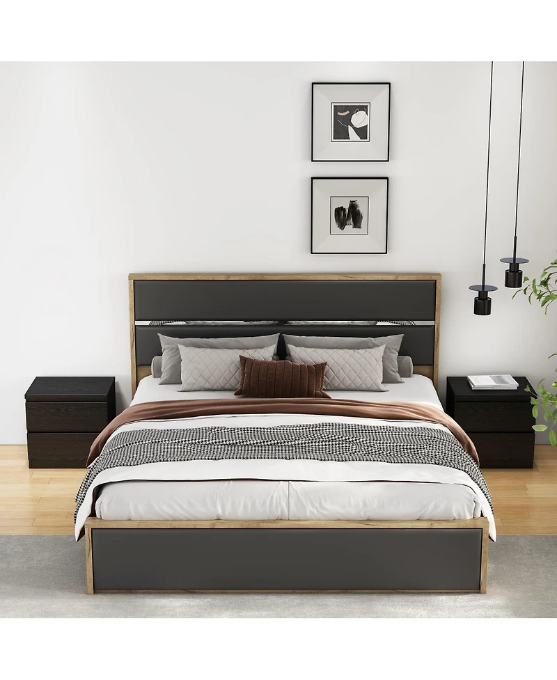 Streamdale Furniture 19.7 inches Nightstand 2 Drawers, Handle-Free Design