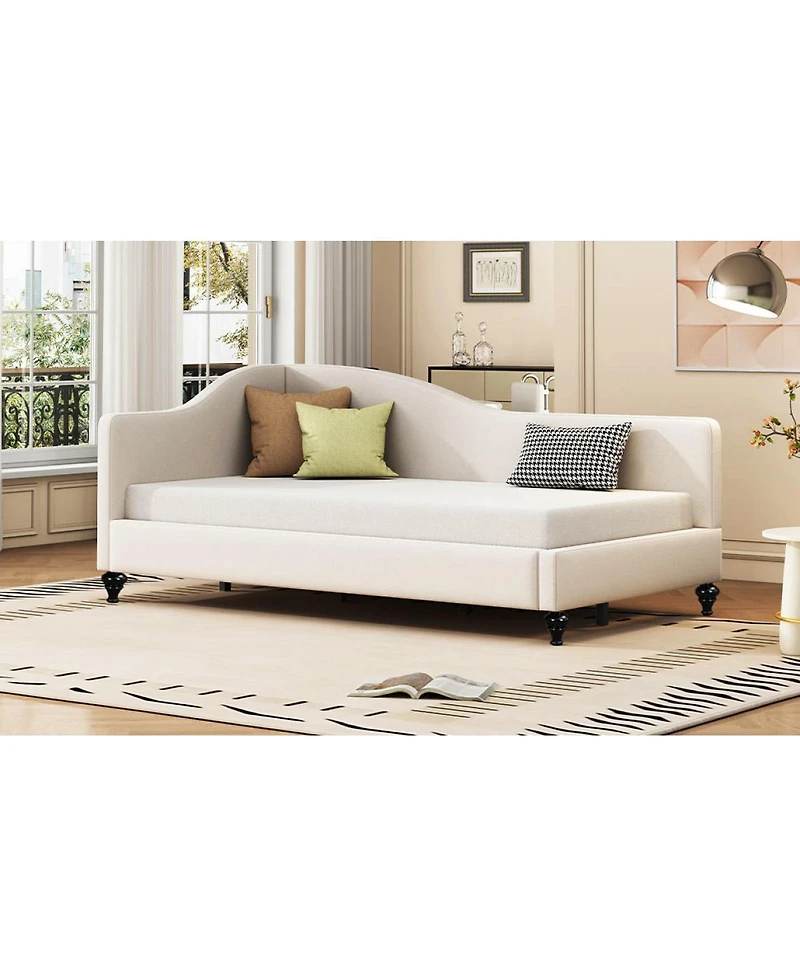 Streamdale Furniture Linen L-Shaped Daybed with Wood Legs