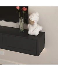 Streamdale Furniture Floating Led Tv Stand with Power Outlet