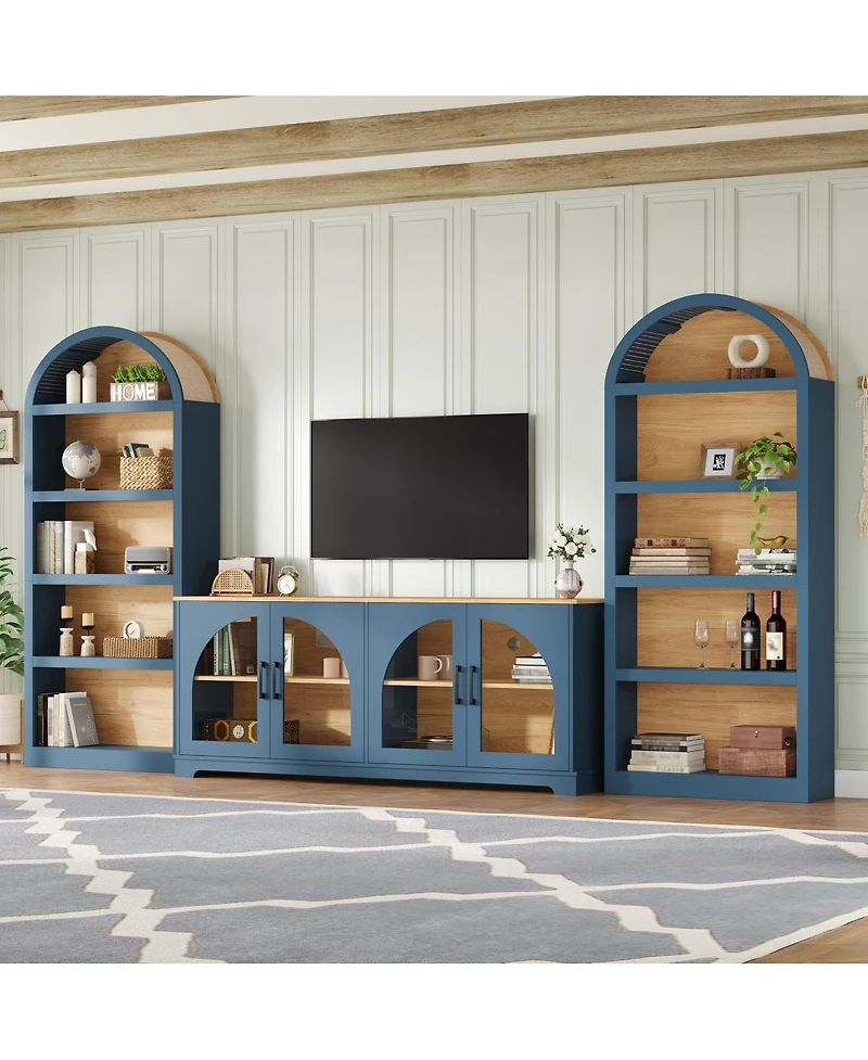 Streamdale Furniture Retro Tv Stand Set Bookshelf