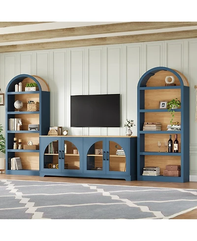 Streamdale Furniture Retro Tv Stand Set Bookshelf