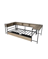 Streamdale Furniture Full Bed w/Bookcase, Led, Charging, Storage