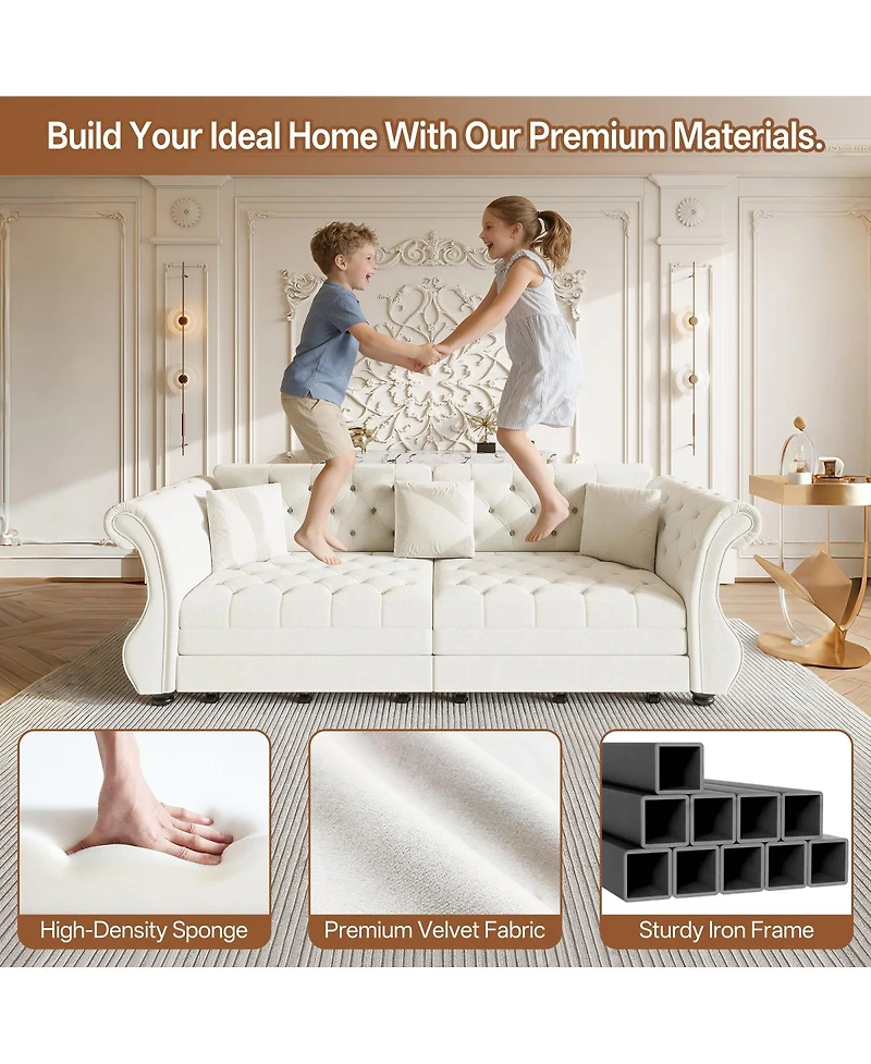 Streamdale Furniture Oversized Chesterfield Pull Out Sofa Bed