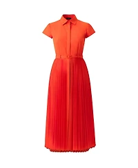 Ivonne Women's Short Sleeve Shirt Style Pleated Maxi-Dress