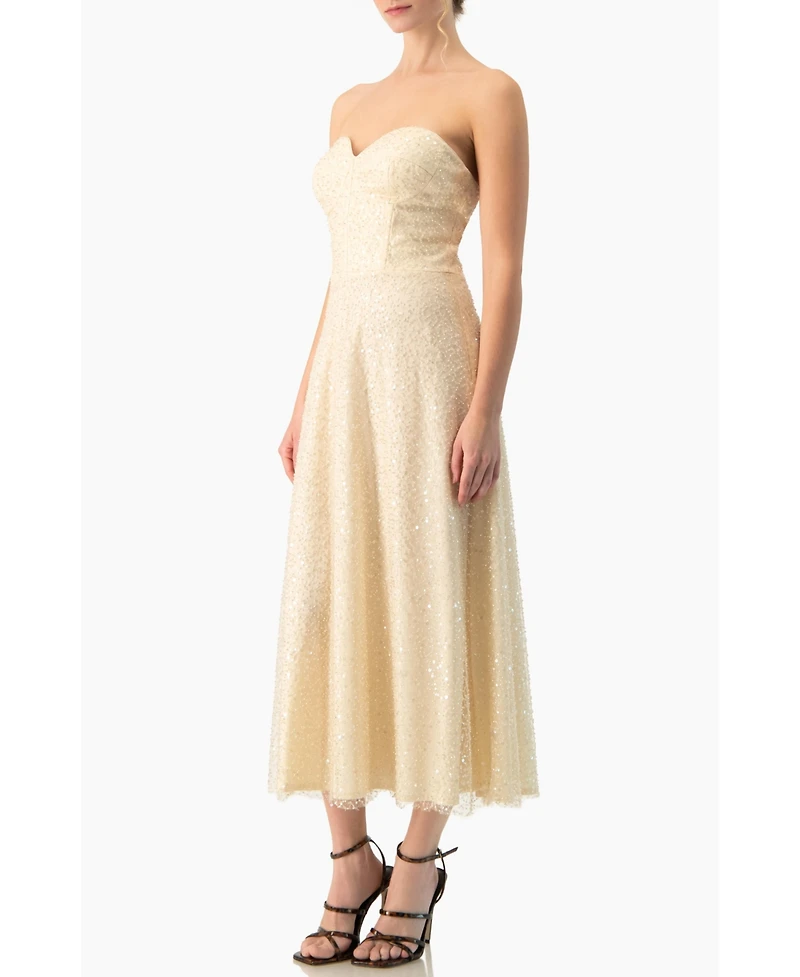 Ivonne Women's Strapless Bustier Sequin Midi Dress