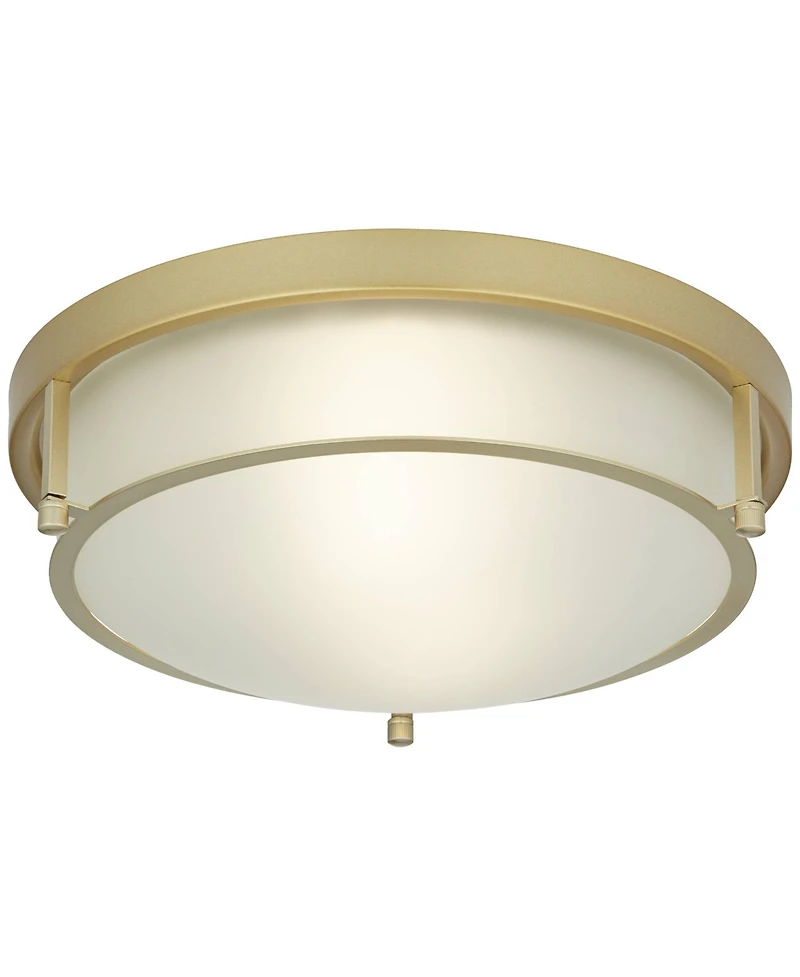 Possini Euro Design Encina 13inch Modern Flush-Mount Ceiling Light Fixture Kitchen Foyer Hallway Drum Frosted Glass