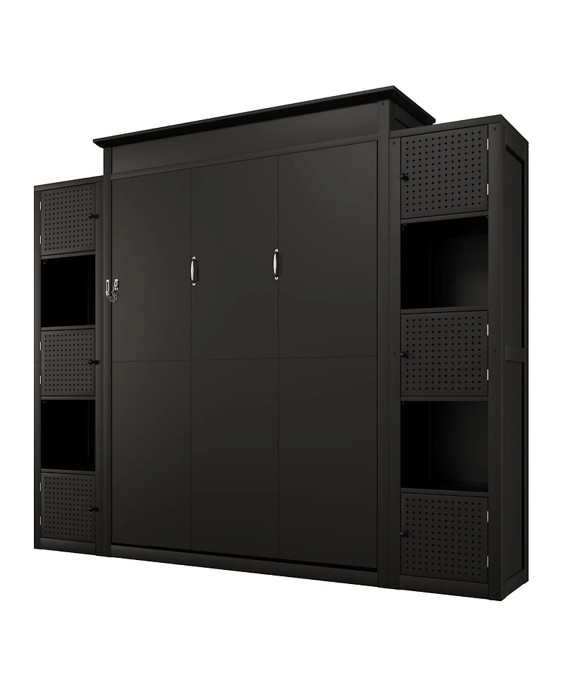 Streamdale Furniture Murphy Bed with Led Lights and Storage Shelves