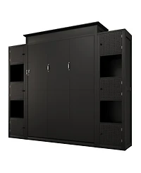 Streamdale Furniture Murphy Bed with Led Lights and Storage Shelves