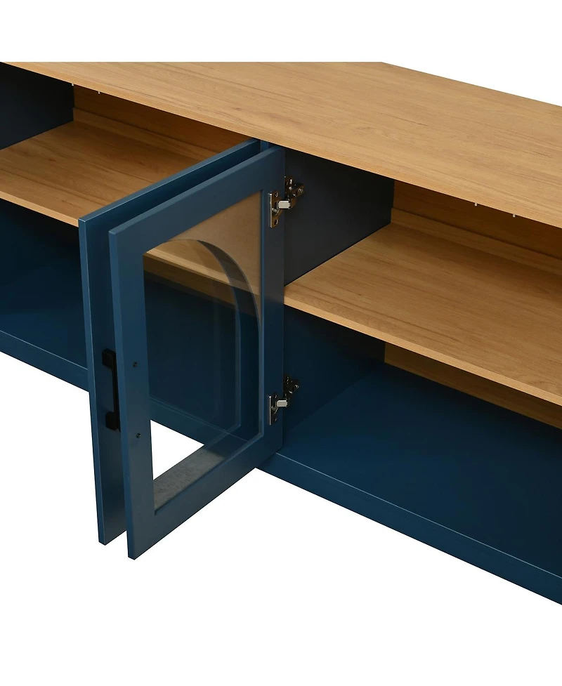 Streamdale Furniture Farmhouse Tv Stand Glass Doors