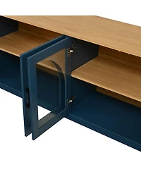Streamdale Furniture Farmhouse Tv Stand Glass Doors