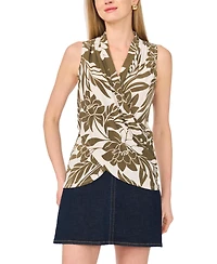 Vince Camuto Women's Printed Front Cross Over Wrap Tank Top