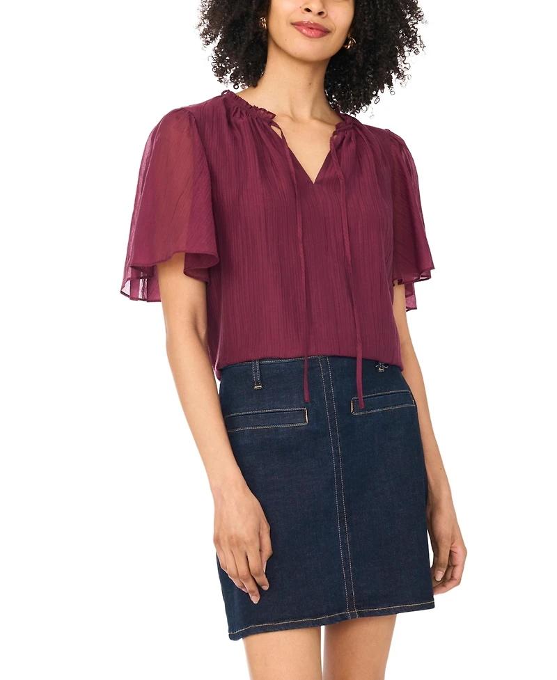 Vince Camuto Women's Tie Neck Short-Sleeve Blouse