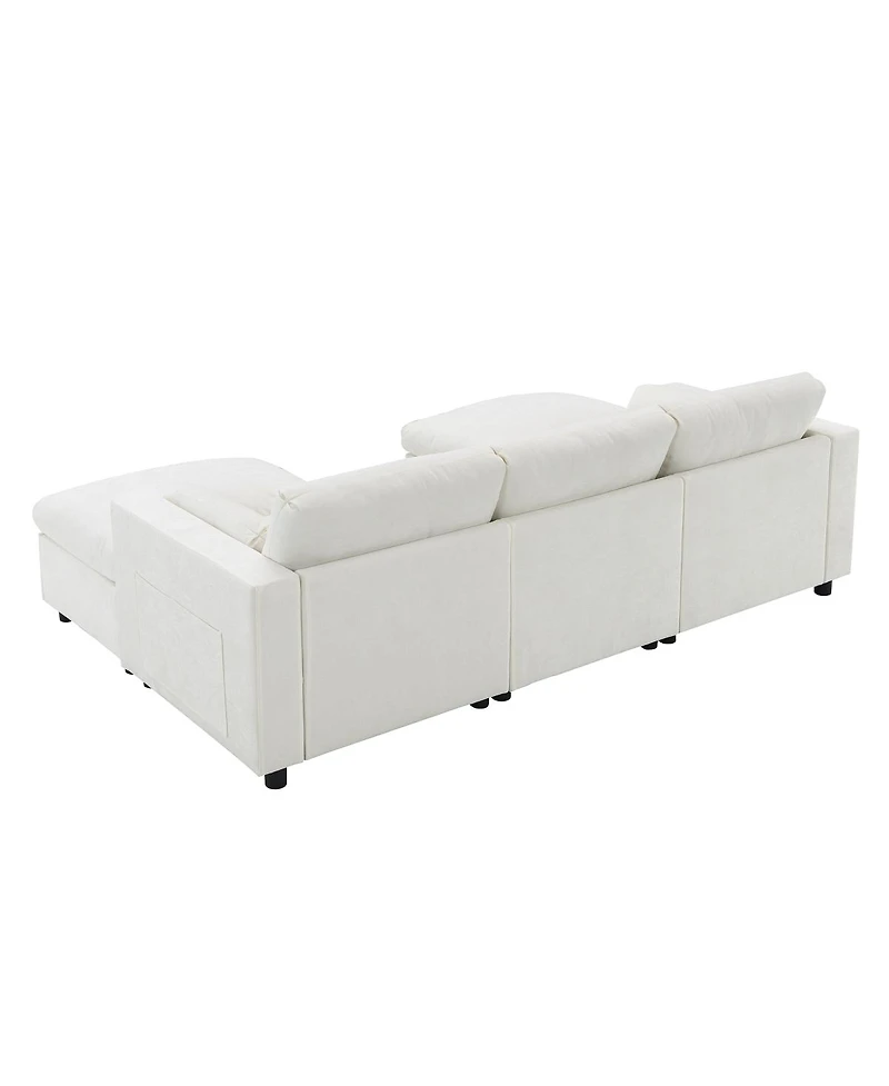 Streamdale Furniture U-Shaped Sectional Sofa with Storage, 2 Ottomans, 5-Seat Cloud Sofa