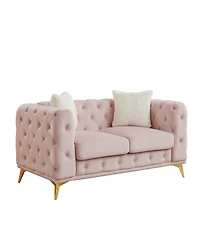 Streamdale Furniture Modern Luxury Velvet Sofa with Chesterfield Quilted Accents & Pillows