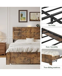 Streamdale Furniture Queen Storage Bed With Drawers and Usb Ports