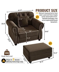Streamdale Furniture Velvet Chesterfield Sofa Nailhead Trim and Rolled Arms