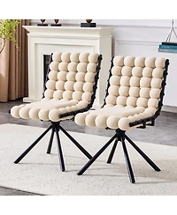 Streamdale Furniture Set of 2 Puffy Bubble Chairs with Legs, Modern Tufted Accent Chairs