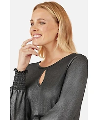 Yumi Women's Metallic Bow Back Top