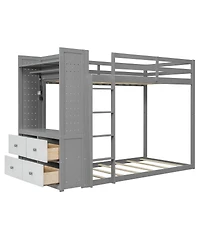 Streamdale Furniture Bunk Bed with 4 Drawers, Rail, Light, Shelves